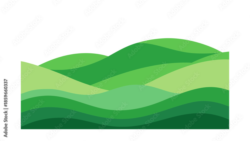 Obraz premium nature background layered green hills flat design for web and graphic design
