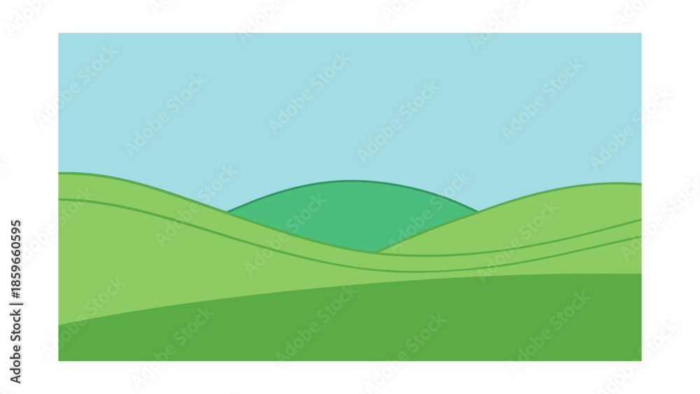Obraz premium simple green hills landscape flat smooth design for web and graphic design