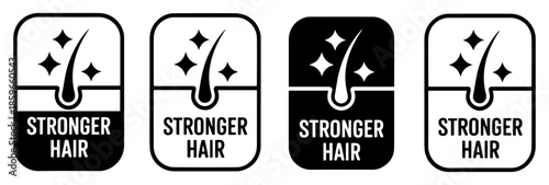 strong healthy hair care icon set