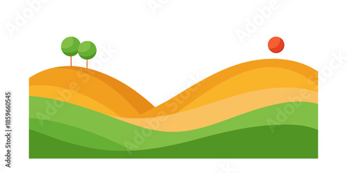 rolling hills with tiny spherical bushes for web and graphic design