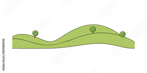 rolling hills with tiny spherical bushes for web and graphic design