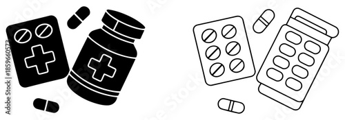 pills tablets medicine icon set