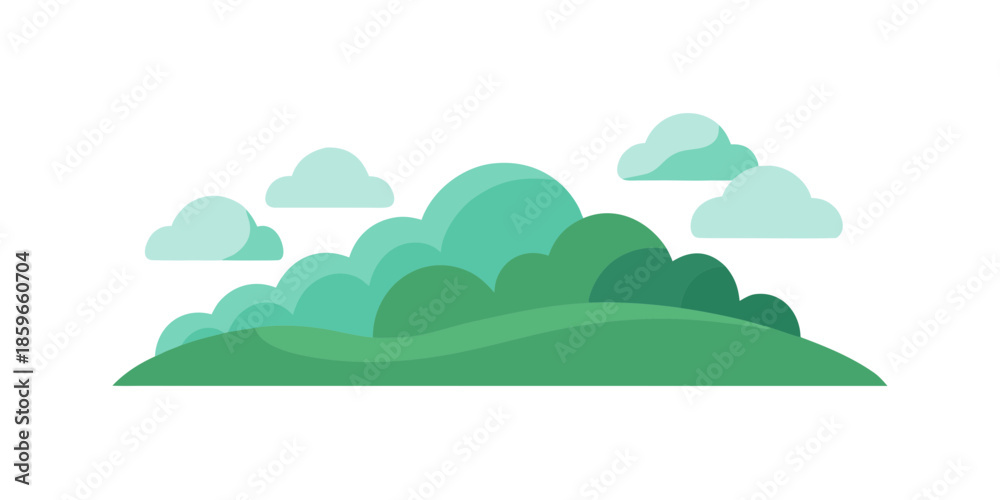 Fototapeta premium soft bubbly green hills cloud like shapes for web and graphic design