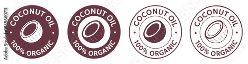 organic coconut oil icon set