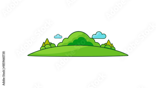 stylized green hills illustration flat art for web and graphic design