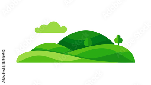 stylized green hills illustration flat art for web and graphic design