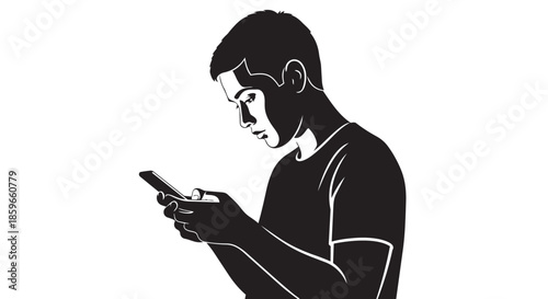 Young person engrossed in their smartphone, texting or browsing social media