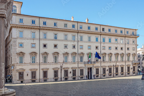 A detail view of Palazzo Chigi the seat of the Italian Government since 1961