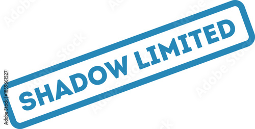 Blue rubber stamp style vector showing shadow limited status for social media reach limitation and visibility control concepts.