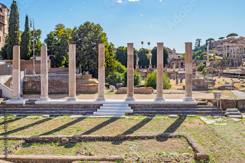 A view of the columns of the Imperial forum in Rome