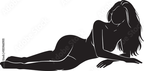 PA woman lying on her stomach in a sensual poserint