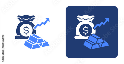 Wealth Glyph ColorTwo-tone color and contrasting background icon illustration