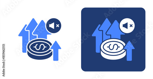 Gains Glyph ColorTwo-tone color and contrasting background icon illustration