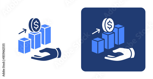 Profit Glyph ColorTwo-tone color and contrasting background icon illustration