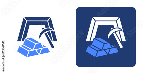 Goldmine Glyph ColorTwo-tone color and contrasting background icon illustration