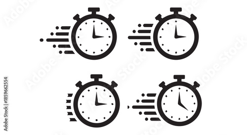 Four stopwatches in motion on Transparent Background japanese style coming of age day concept