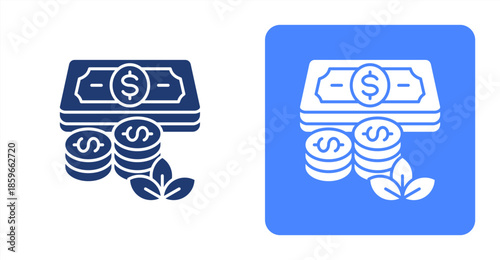 Cash GlyphTwo-tone color and contrasting background icon illustration