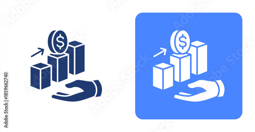 Profit GlyphTwo-tone color and contrasting background icon illustration