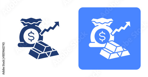 Wealth GlyphTwo-tone color and contrasting background icon illustration