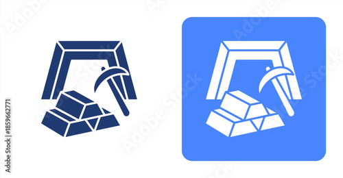 Goldmine GlyphTwo-tone color and contrasting background icon illustration