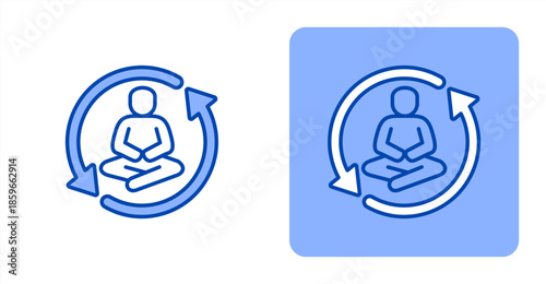 Tranquil Line ColorTwo-tone color and contrasting background icon illustration