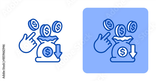 Income Line ColorTwo-tone color and contrasting background icon illustration