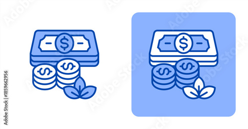 Cash Line ColorTwo-tone color and contrasting background icon illustration