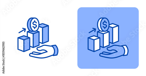 Profit Line ColorTwo-tone color and contrasting background icon illustration
