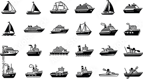 Ship icon set Vector