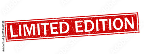 Red "LIMITED EDITION" stamp with distressed, grunge texture. Bold white text inside a rectangular border. Perfect for exclusivity, sales, or special offers.