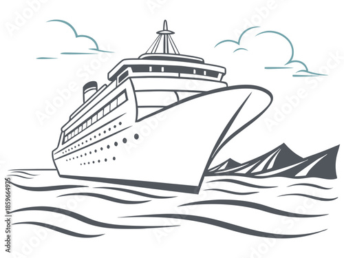 massive cruise liner maritime tourism concept isolated on white background