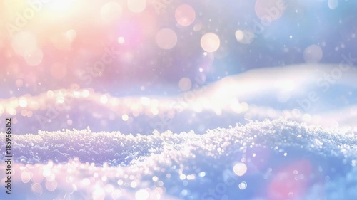 パステルカラーの幻想的な雪の風景