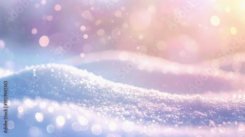 パステルカラーの幻想的な雪の風景