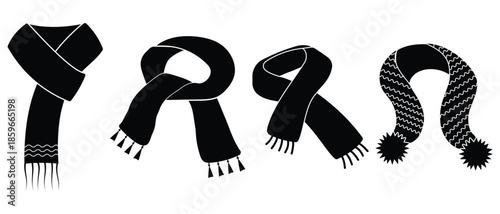 Scarf icon vector. Silhouette of scraf symbol for women and men. Woolen dress for winter season. Vector illustration.