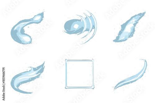 Ethereal Icon Designs. Solid style icons of ethereal recollection: drifting light, sound echo, fading mark, whisper trail,