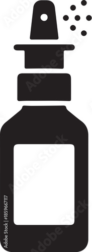 Black silhouette of a spray bottle dispensing droplets also transparent background dispenser aerosol