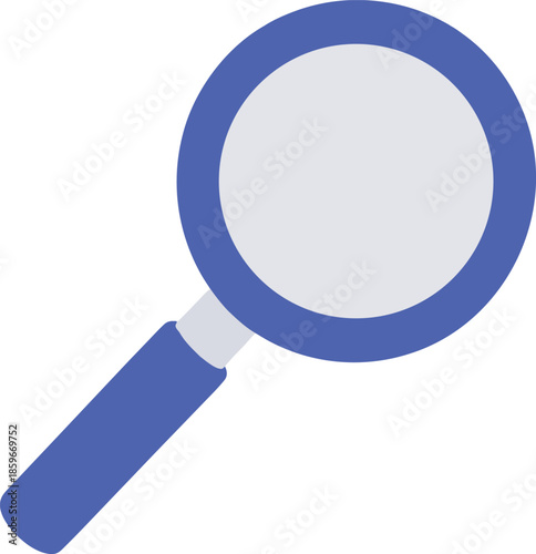 Blue magnifying glass icon on transparent background search find investigate searching looking zoom magnify symbol clipart illustration graphic simple flat colorful tool inspect examine explore