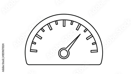 Simple outline of a gauge with a needle pointing to a specific measurement