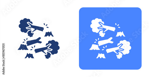 Destruction GlyphTwo-tone color and contrasting background icon illustration