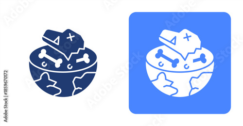 Extinction GlyphTwo-tone color and contrasting background icon illustration