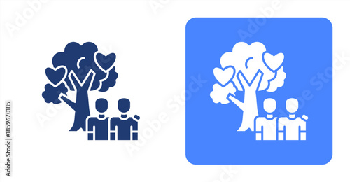 Humanity GlyphTwo-tone color and contrasting background icon illustration