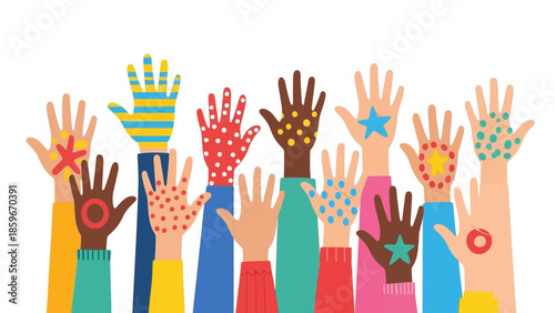 Diverse Hands Raised in Solidarity Together.