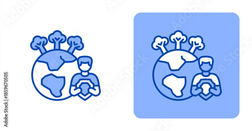 Protection Line ColorTwo-tone color and contrasting background icon illustration