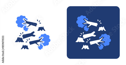 Destruction Glyph ColorTwo-tone color and contrasting background icon illustration