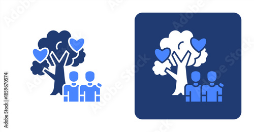 Humanity Glyph ColorTwo-tone color and contrasting background icon illustration