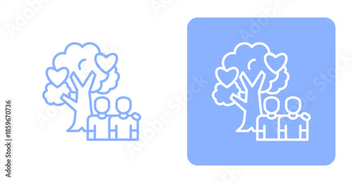 Humanity LineTwo-tone color and contrasting background icon illustration