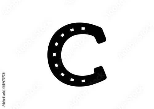 1.epsCurved Strength: A Stylized Horseshoe Silhouette Forming the Letter C with Indented Geometry on White