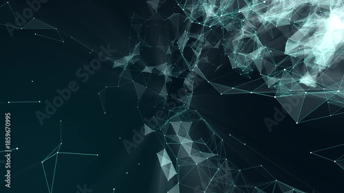 Abstract background with motion plexus of dots and lines. Futuristic visualization of a network connection