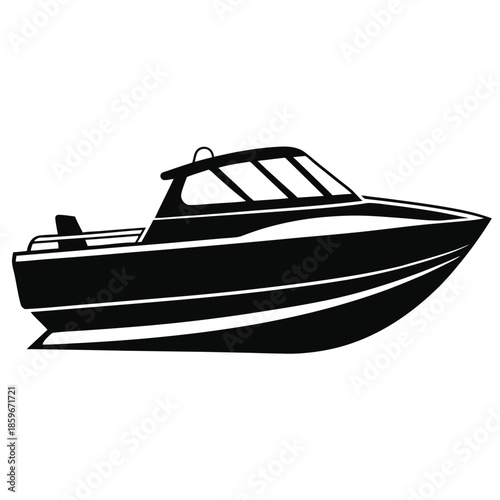 motorboat line art silhouette vector illustration