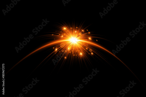 Glowing Golden Curve Lens Flare with Soft Bokeh